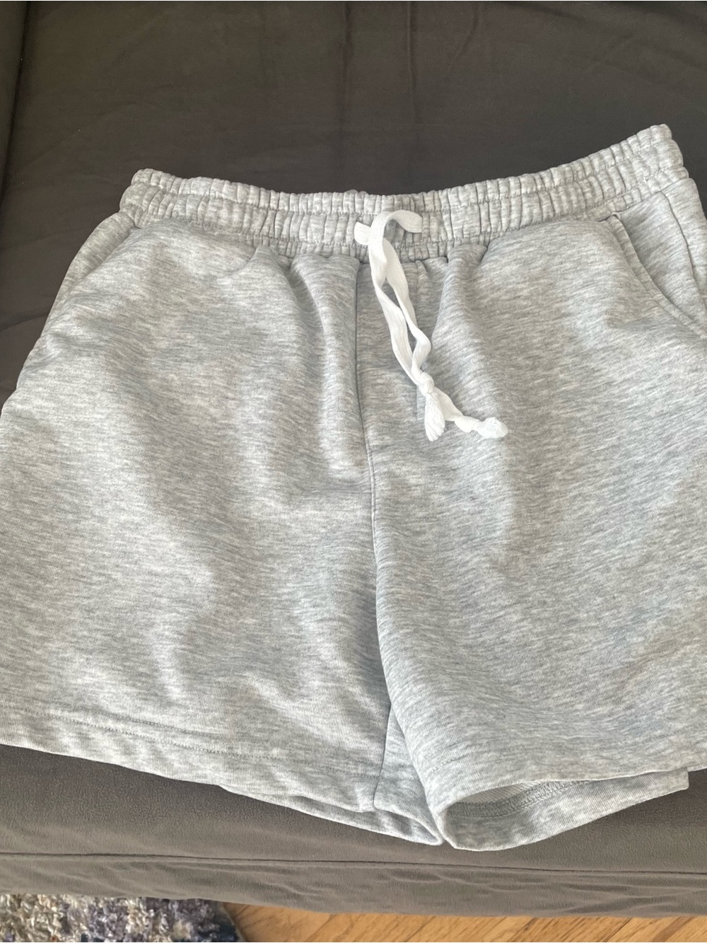 Light Gray Knit Drawstring Shorts